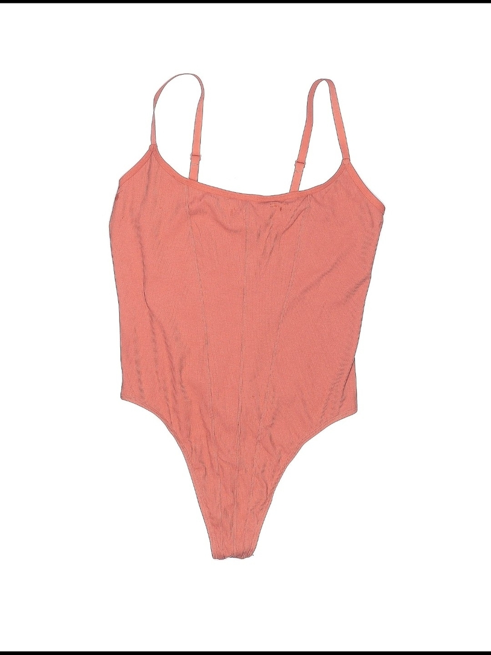 Colsie Coral Ribbed Scoop Neck Bodysuit